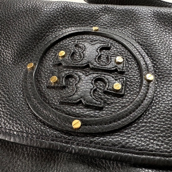 Tory Burch Black Pebble Leather Crossbody Messenger Bag - Large - Picture 12 of 16